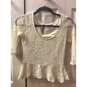 3/$10 Pacsun White Peplum Lace Crop